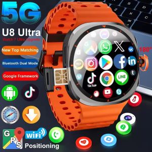 2025 New Smart Watch 8 Ultra GPS Compass NFC Function AMOLED HD Screen Bluetooth Call 5G SIM Card Sports Smartwatch Android IOS
