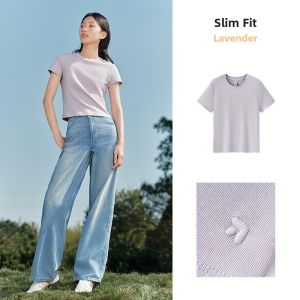 Semir Womens Short Sleeve T-Shirt Sweet College Style Cotton Polyester Blend Short Length Half Shoulder Summer Top Black White