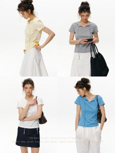 SHEITAOZI | Pure Color Belted Short Sleeve Slim Fit Casual Womens T-shirt