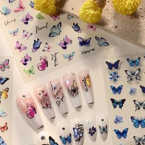 1Pcs 5D Purple Flower Nail Art Stickers Exquisite Wildflowers Adhesive Nail Decals Florals Pattern Embossed Nail Art Decorations