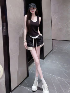 New Summer Womens Fashion Two-Piece Set High-Waist Casual Purple Two-Piece Sporty Shorts and Top Ideal for 18-25 Year-Olds