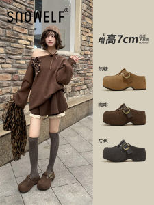 Retro Thick Bottom Birkenstock Slippers Womens 2025 New Winter Genuine Leather Slip-On Lazy Shoes Head Cover Slippers