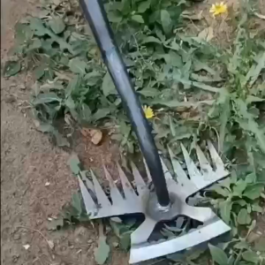 Upgrade Durable Manganese Steel Weeder Manual Multi-Functional Garden Weeding Tool Heavy Duty Metal Hand Rake Suitable for Lawn and Garden Weeding and Digging [6 Tines Rubber Handle]