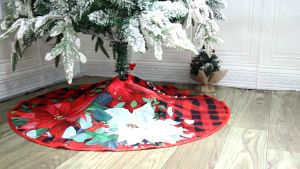 Sincecu 90cm Christmas Tree Skirt Santa Claus Snowman Elk Print Xmas Tree Bottom Cover Base Decor Snowflake Christmas Tree Bottom Decor Ornament Decoration Xmas Tree Skirt
