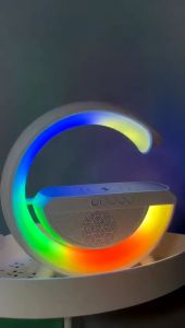 Speaker Bluetooth LED Ambient Light Wireless Charger Lampu Meja BT2301 Multifungsi