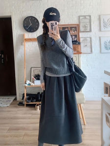 XUECAIQI | Winter Set Sweater Vest Top Skirt