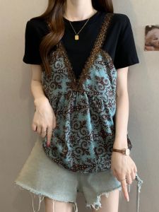 Vintage Floral Print Short Sleeve T-shirt