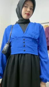 ATASAN WANITA CROP KANCING CRINKLE