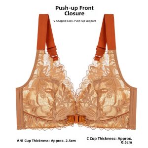 YUNASHA | Adjustable Push-up Wireless Back-friendly Front-closure Bra Set
