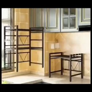CSR Kitchen rack Kitchen Accessories and Organizers Kitchen cabinet Microwave shelf rack 1/2-Tier Expandable and Height Adjustable Microwave oven stand Black