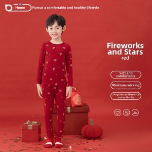 batubatu | Chinese Zodiac Red Thermal Underwear Set Lightweight Cotton