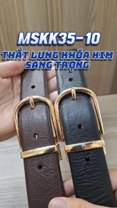 Thắt lưng khoá kim sang trọng MSKK35-10 chất da bò vân sần bền bỉ bảo hành 36 tháng Anh Tho Leather