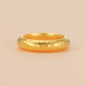 Chow Sang Sang 周生生 999.9 24K Pure Gold Cultural Blessings Hammered Design Ring for Women & Men (Size: 19 Diameter 18.7mm) 94177R Price-by-Weight 11.6g Gold