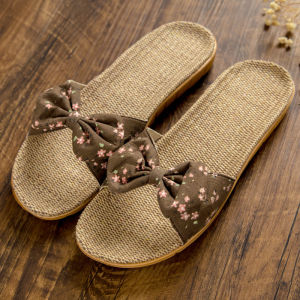 Bow Linen Braided Slippers