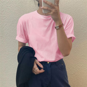 เสื้อยืดแขนสั้นผ้าฝ้ายแท้สีขาวหลวมๆ สำหรับผู้หญิงในช่วงฤดูร้อน เสื้อเชิ้ตทรงหลวมๆ ทรงเข้ารูป เสื้อเชิ้ตทรงเข้ารูป