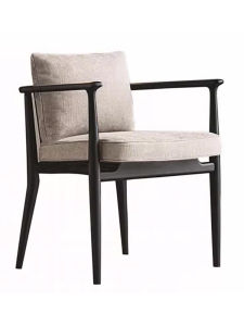 Modern Simple Nordic Solid Wood Dining Chair Designer Chair New Chinese Single Reception Armchair Tea Chair Leather Soft Surface