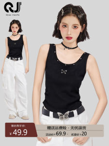 Black Butterfly Thai Style Mini Strap Vest Womens Summer Sleeveless Workwear Tank Top Inner Wear Hot Girl Shirt Outerwear