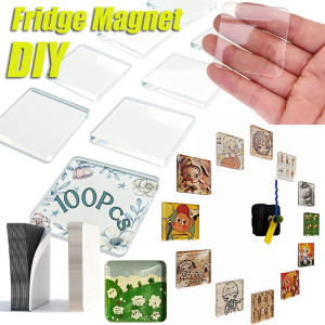 50-100Sets DIY Refrigerator Magnetic Craft Kit with Adhesive Backing Magnets Transparent Acrylic Creative Home Decor Gift