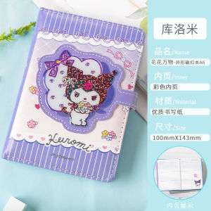 Adorable Kawaii Girl Notebook Cute Cartoon Magnetic Closure Notebook Journal for Children Students Teachers PU Leather Bound