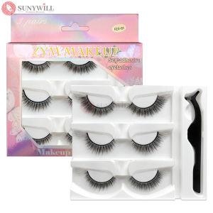 3 Pairs Self-adhesive Eye Lashes No Glue Required Resuable 3D Mink Hair False Eyelashes Bulu Mata