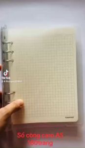 Sổ còng sắt caro A5 bìa nhựa trong 6 còng sắt chắc chắn giấy caro 180 trang