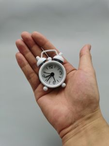 Mini Metal Alarm Clock Cute Running Time Ultra Small Ornament Silent Quartz Movement round Shape Desktop Clock Gift for Her