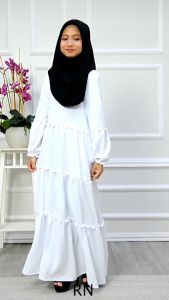 DRESS MARIANA EXCLUSIVE KIDS Jubah Labuh Ropol Bertingkat Material Cotton Baju Labuh Riadah Santai Girls Clothing KIds Fashion Labuh Longgar Sopan Menutup Aurat Ironless MuslimahAnggun