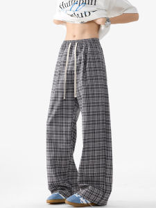 Quần Ống Rộng Kẻ Caro Phong Cách Mỹ Cổ Điển Cho Nam Mùa Hè Quần Dài Ống Đứng Rộng Rãi Mỏng Thoáng Khí Thoải Mái