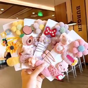 Set 9 kẹp tóc dệt len chủ đề hoạt hình cho bé yêu BAG U S9KLEN36