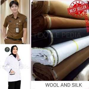 Kain Pemda Khaki Super Premium Wool And Silk Bahan Baju Dinas Seragam PDH PNS ASN PSH Semiwool Adem Terbaru