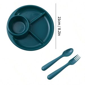 WORTHBUY | Bộ Đồ Ăn Trẻ Em Bằng Nhựa Gồm Đĩa Chia Ngăn Bát Sâu Dụng Cụ Ăn Uống Có Thể Tái Sử Dụng Không Vỡ Giúp Kiểm Soát Khẩu Phần Ăn Bộ Đồ Ăn Tròn Dùng Cho Nhà Bếp