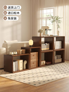 Solid Wood Floor-Standing Bookshelf Window Seat Integrated Home Wall-Near Low Cabinet Display Cabinet No Installation Required