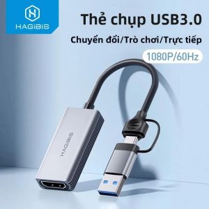 Thẻ Ghi Video Hagibis USB 3.0 Bộ Ghi Trò Chơi Tương Thích HDMI Cho Switch Xbox PS4/5 Phát Sóng Trực Tiếp Ms2130 Ghi Âm Type-C