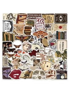 Retro Artistic Waterproof Stickers for Luggage Mobile Phone Decoration Dark Aesthetic Design 50 Pieces Business Supplies