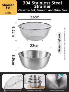 youqin | Stainless Steel Rice Washing Vegetable Drainer 304