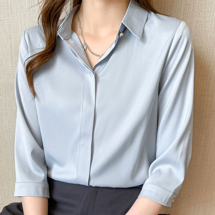 Summer Three-Quarter Sleeve Professional White Shirt Women's Spring ...