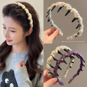 Anti-Slip Woolen Hairband Womens New 2025 Face Washing High Cranial Top Special Use Hair Tie Headband Fashion Accessory