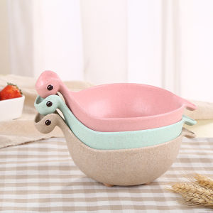 Wheat Straw Creative Cartoon Dinosaur Baby Food Small Bowl Easy to Wash Non Slip Tableware Cute Baby Soup Rice Bowl
