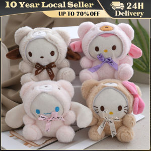 Sanrio Cross Dressing Plush Toy Keychain Hellokitty Cinnamoroll Kawaii Cartoon Backpack Pendant Childrens Holiday Gift