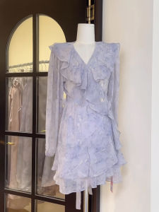 Váy Ngắn Xếp Ly Màu Tím Ôm Vừa Vặn Thời Trang Cao Cấp Cổ Chữ V Một Mảnh Váy Midi Thanh Lịch Mùa Hè Cho Nữ