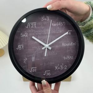 1pc Gray Math Formula Design Wall Clock 8-inch Childrens Instructional Clock Learning Clock Silent Wall Clock for Home Use