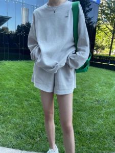 Summer Casual Loose Cotton Sportswear Set Womens Korean Style INS Fashionable Hoodie Shorts Two-Piece Set Student Work Uniform