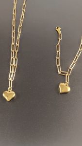 24K Saudi Gold Nasasangla pawnable 100% Original Geometric Chain Love Peach Heart Pendant Necklace Bracelet for women gift pang paingay sa new year