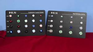 FILN Warning LED 12V 19mm Indicator Light Panel Metal Push Button Switch Lock and Momentary on Off with Dash LOGO Symbol