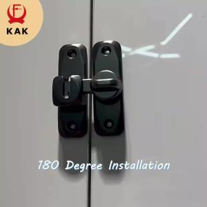 KAK Punch-free Hasp Latch Door Lock Black Cabinet Locks Kids Safety Lock Barn Door Sliding Door Anti-pried Hook Lock Hardware