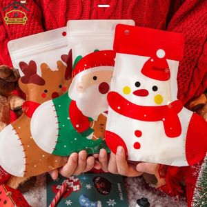 Vớ giáng sinh Quà Tặng túi kẹo bao bì bánh quy Túi khóa zip dễ thương mẫu giáo Túi quà ngày lễ sáng tạo