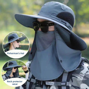 Fisher Hat Neck Flap Waterproof Full Face Cover Anti Mosquito UV Protection Mens Detachable Fishing Outdoor Visor Hat