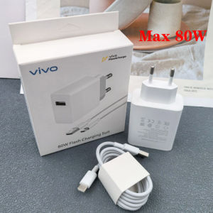 Original For Vivo 80W EU Charger Set Super Flash Charge Wall Charger +Fast Type-C Cable For X Fold5 X80 X90 Pro S20 S19 Y77 iQOO