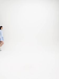 Cotton Blue Striped Collared Loose Simple Commuter Shirt