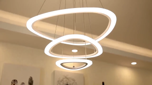 Lampu Gantung Minimalis 3 Ring Murah LED Chandelier 3 Warna Ceiling Lamp Remote Control 72W Ruang Tamu/Meja Makan/Ruang Makan/Kamar Tidur/Mini Bar 60+40+20cm bsu